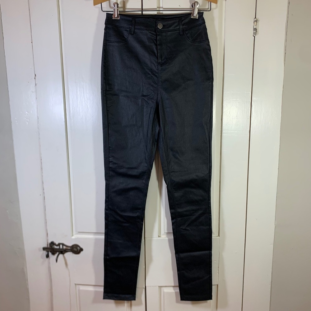 Stella‎ Luce Black Coated High Rise Skinny Pants Faux Leather Women Size Small